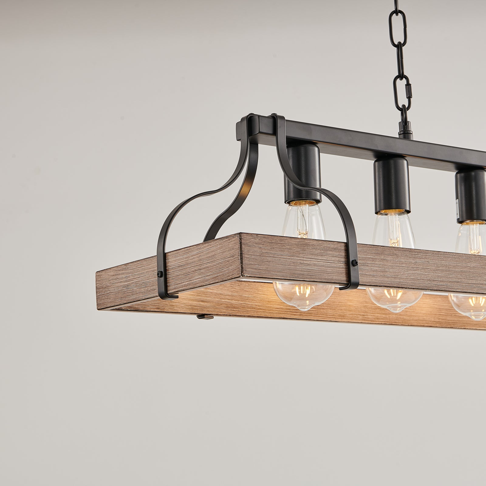 AESTIN'S DECOR Ceiling Light Black and Faux Wood Grain Pendant Light