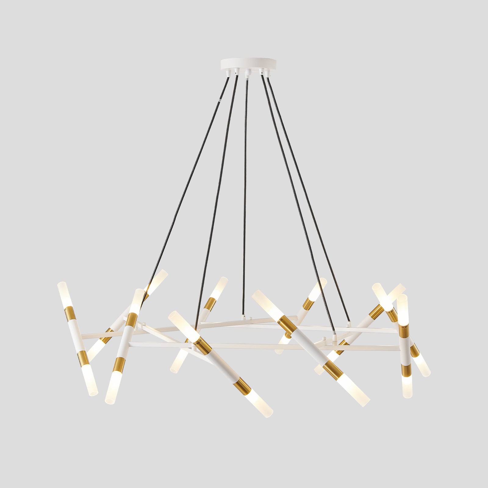 AESTIN'S DECOR Ceiling Light Branch Design White & Golden Light Fixture with Frosted Tubes
