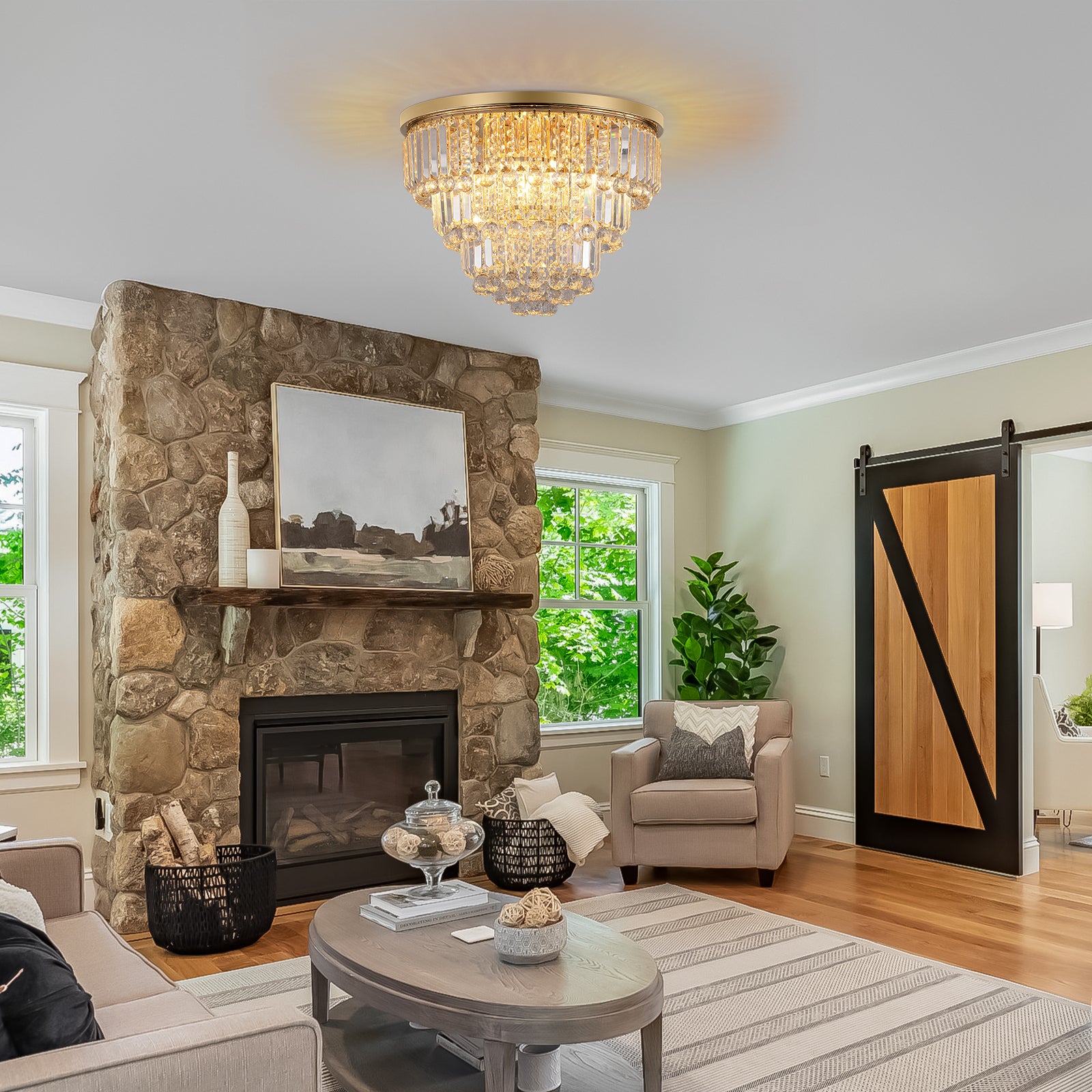 AESTIN'S DECOR Ceiling Light Gold Luxury Modern Style Crystal Chandelier