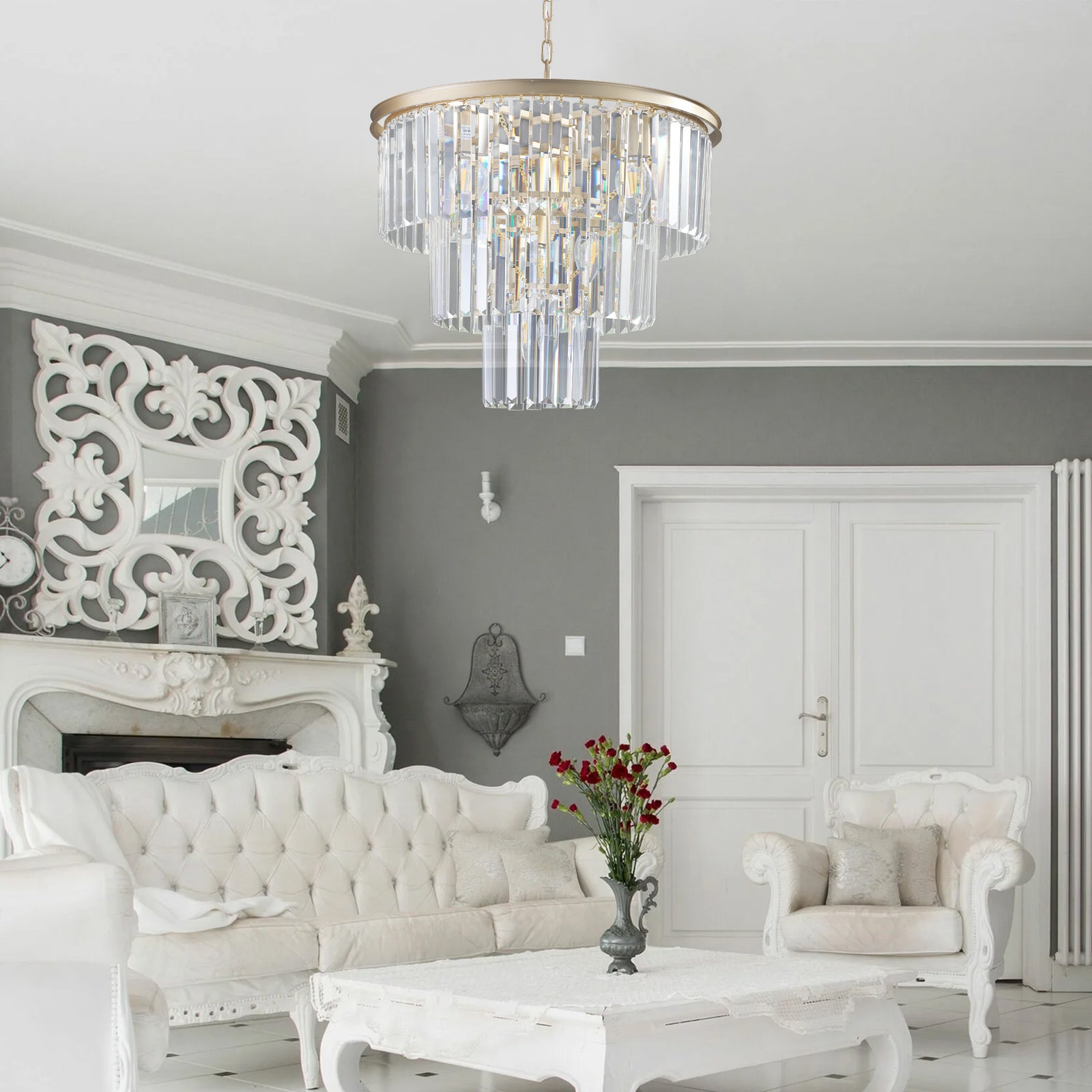 AESTIN'S DECOR Ceiling Light Golden Luxury Crystal Chandelier