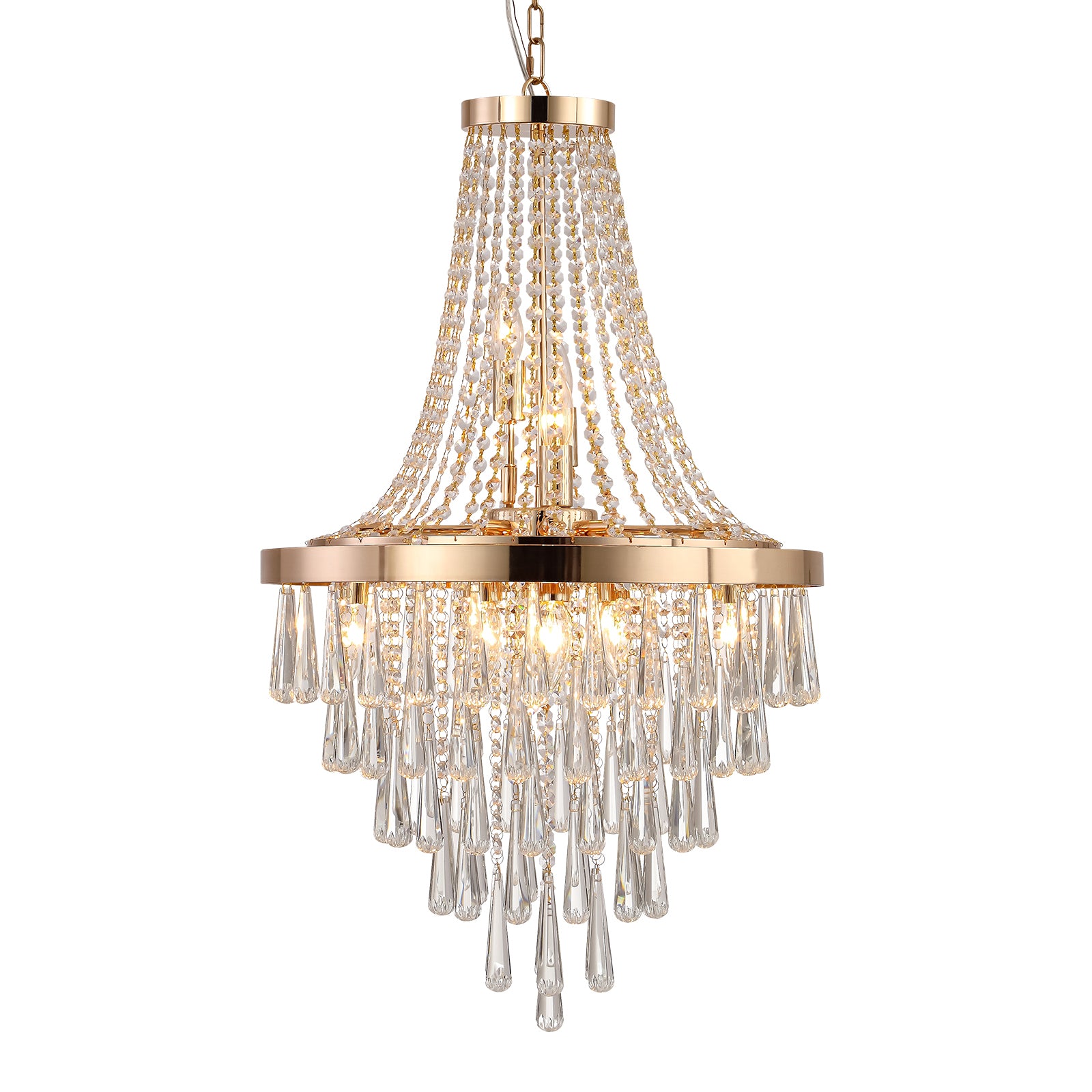 AESTIN'S DECOR Ceiling Light Luxury Gold Ring Contemporary Crystal Chandelier
