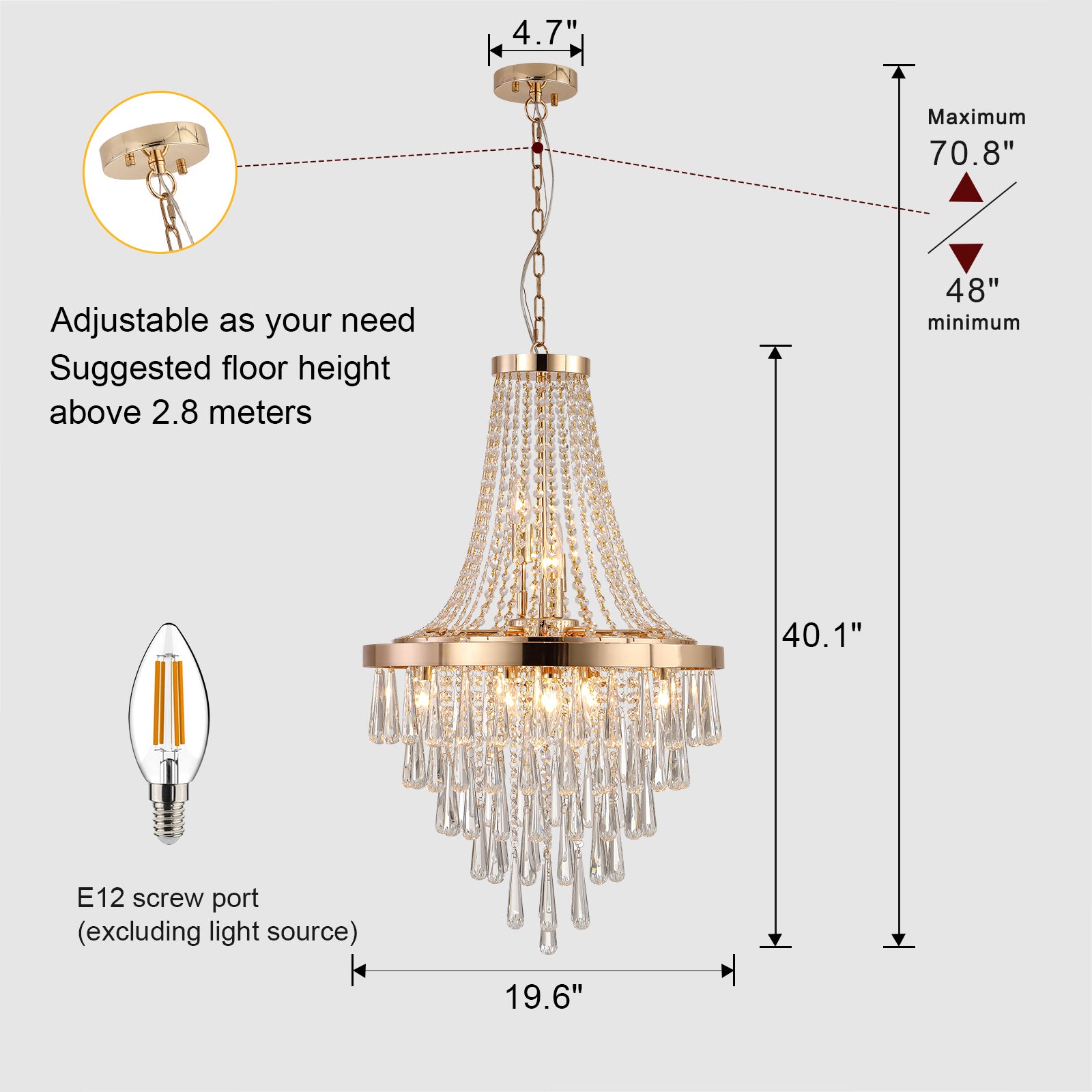 AESTIN'S DECOR Ceiling Light Luxury Gold Ring Contemporary Crystal Chandelier
