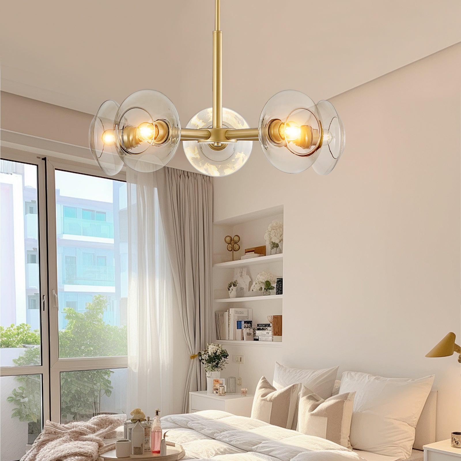 AESTIN'S DECOR Ceiling Light Modern Gold 5-Light Sputnik Chandelier