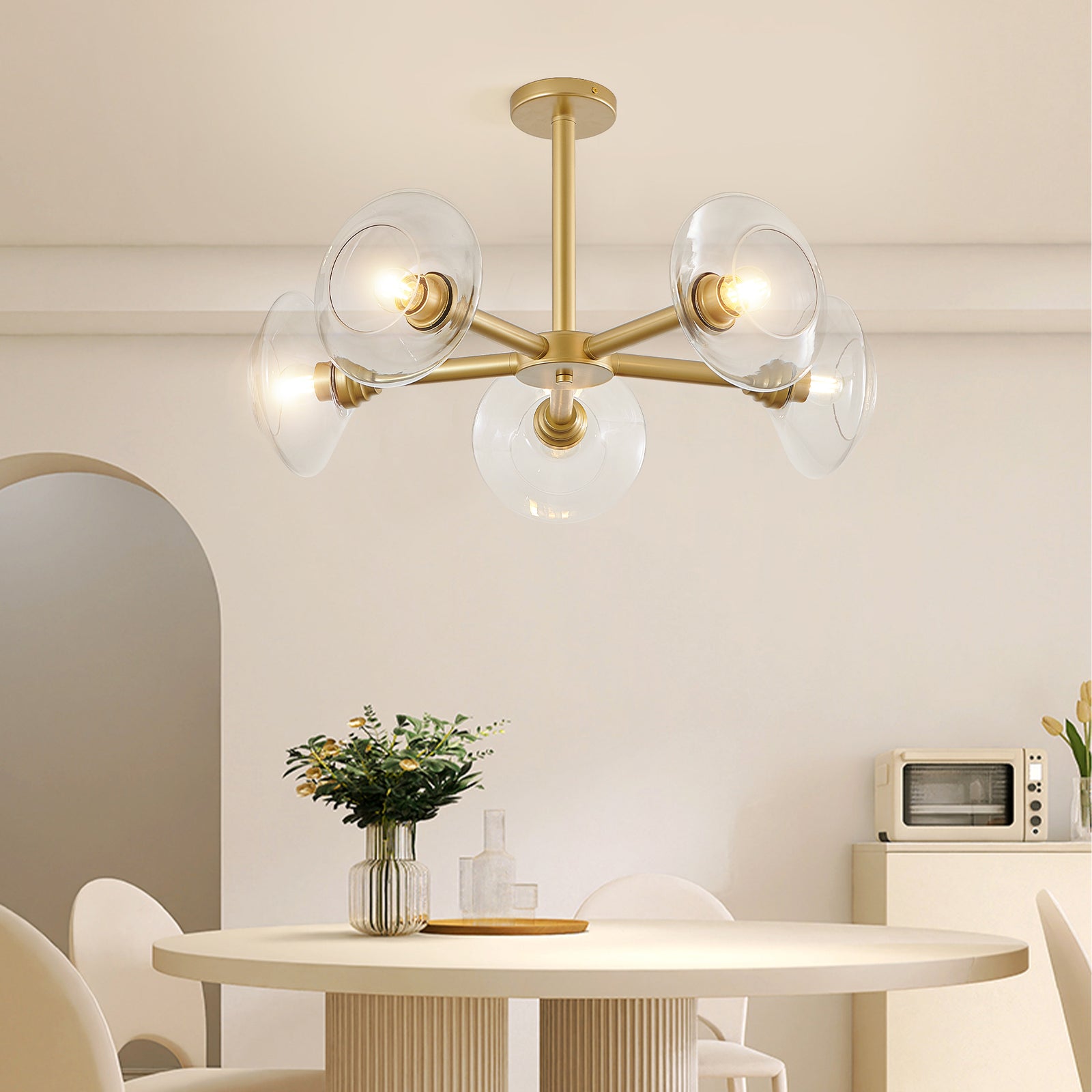 AESTIN'S DECOR Ceiling Light Modern Gold 5-Light Sputnik Chandelier