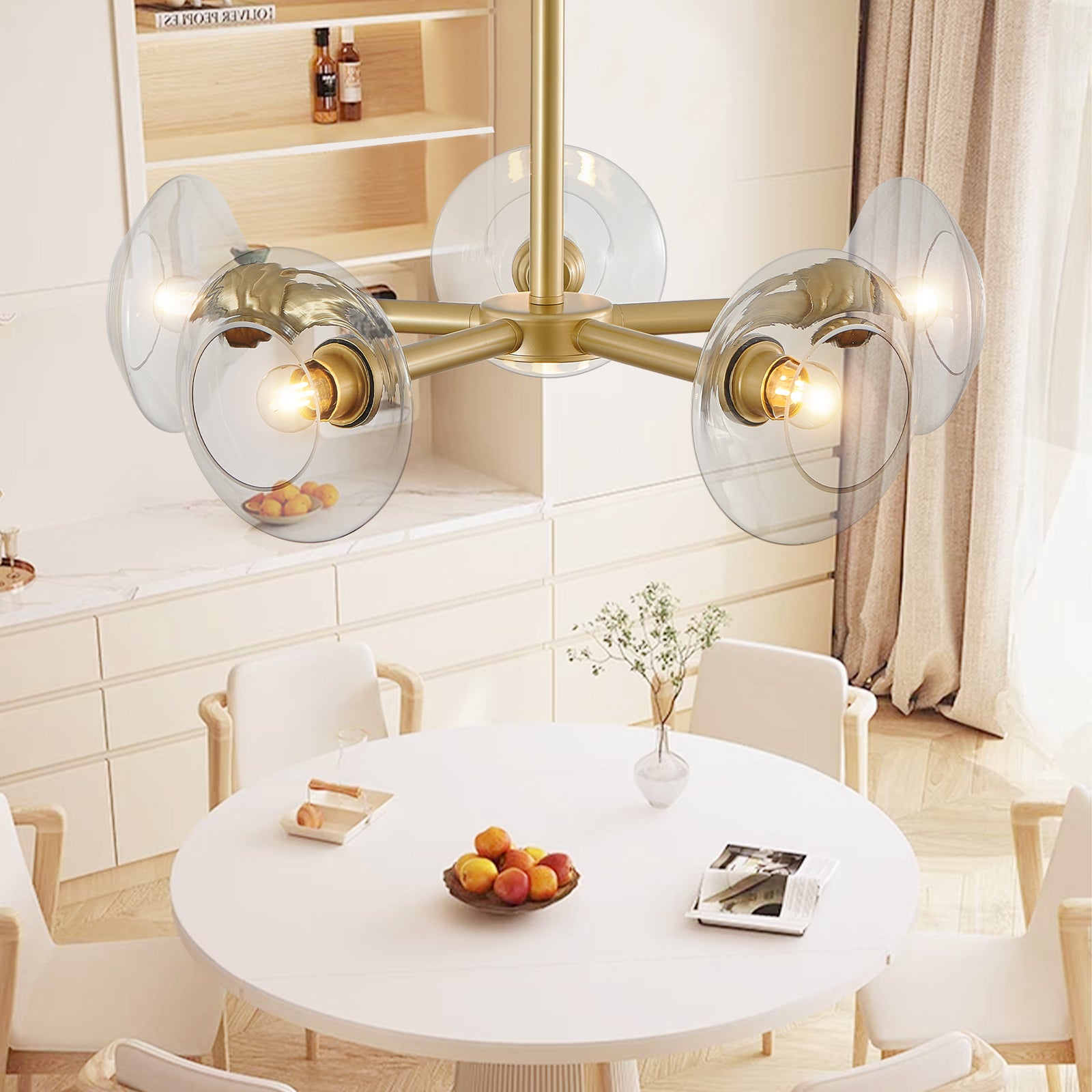 AESTIN'S DECOR Ceiling Light Modern Gold 5-Light Sputnik Chandelier