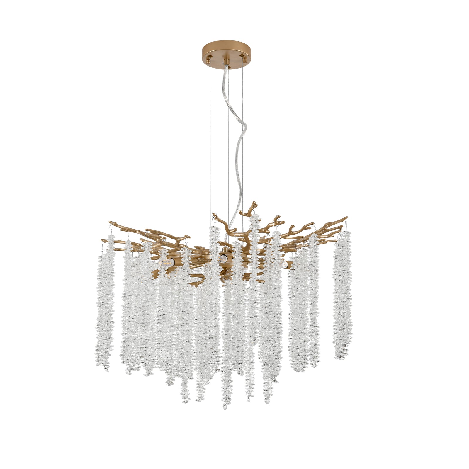 AESTIN'S DECOR Ceiling Light Modern Golden Pendant Light with Cascading Crystal Strands