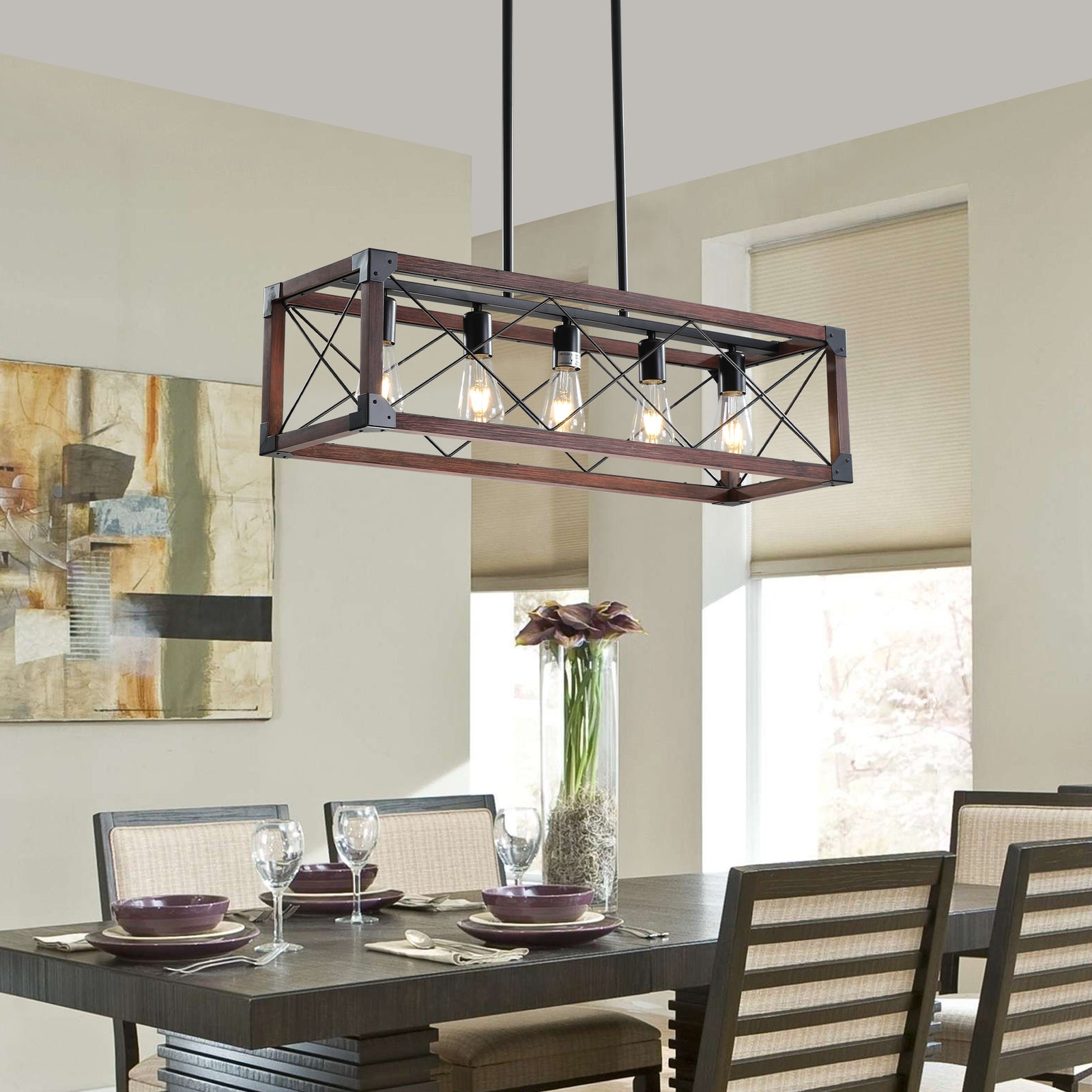 AESTIN'S DECOR Ceiling Light Rustic Kitchen Island Farmhouse Pendant Light