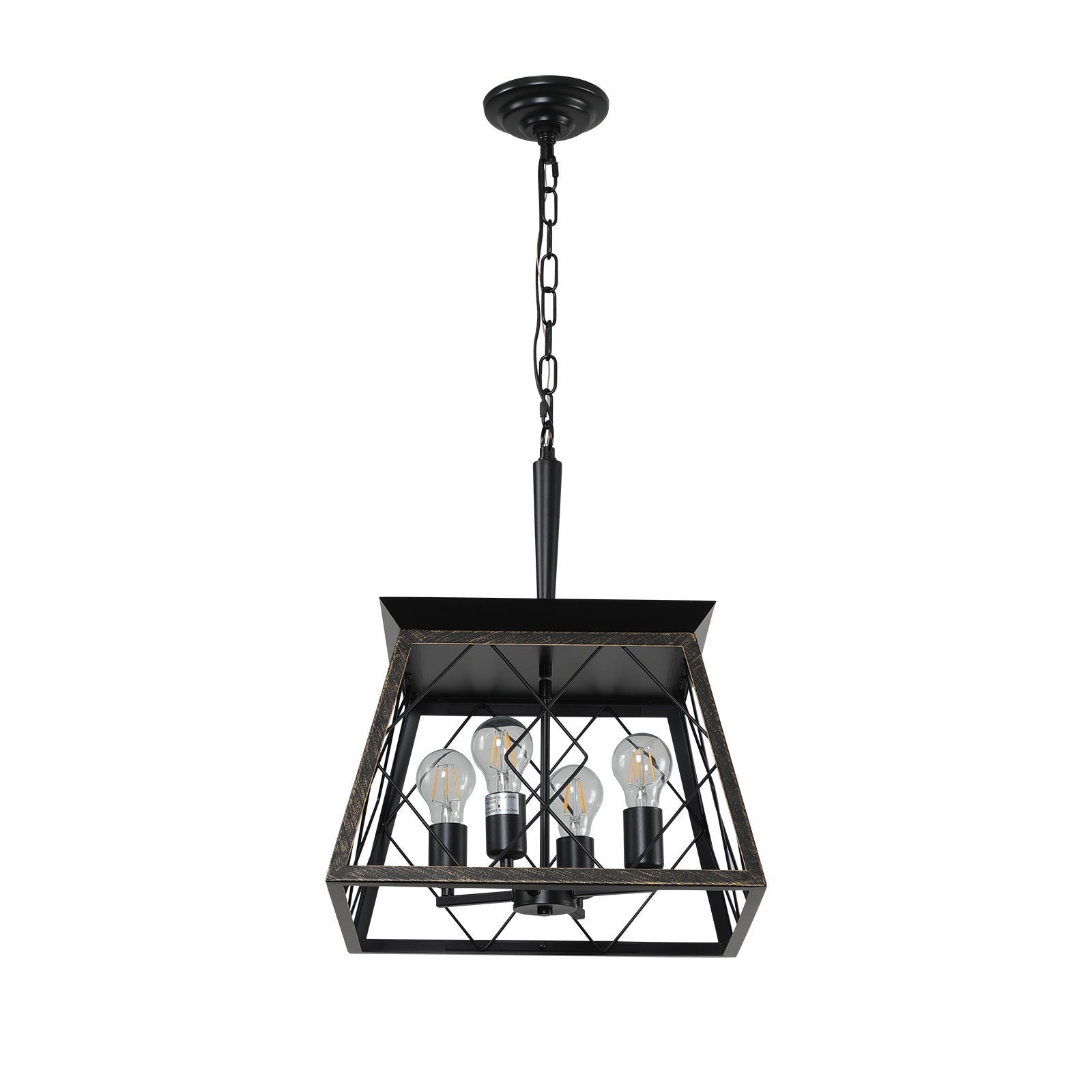 AESTIN'S DECOR Ceiling Light Vintage Farmhouse Golden Black 4-Light Chandelier