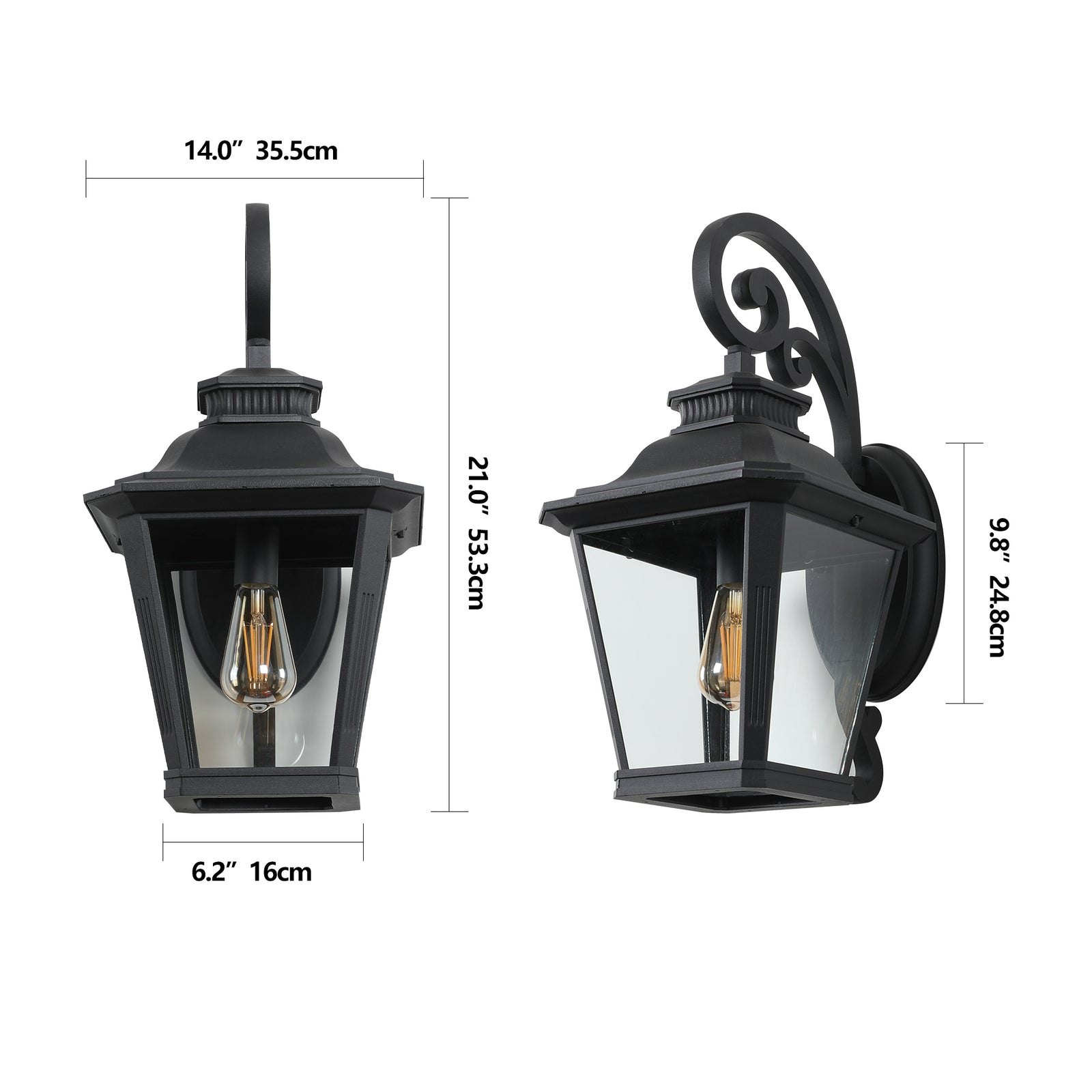AESTIN'S DECOR Outdoor Light 2-Pack of Mid Century Outdoor Wall Lanterns
