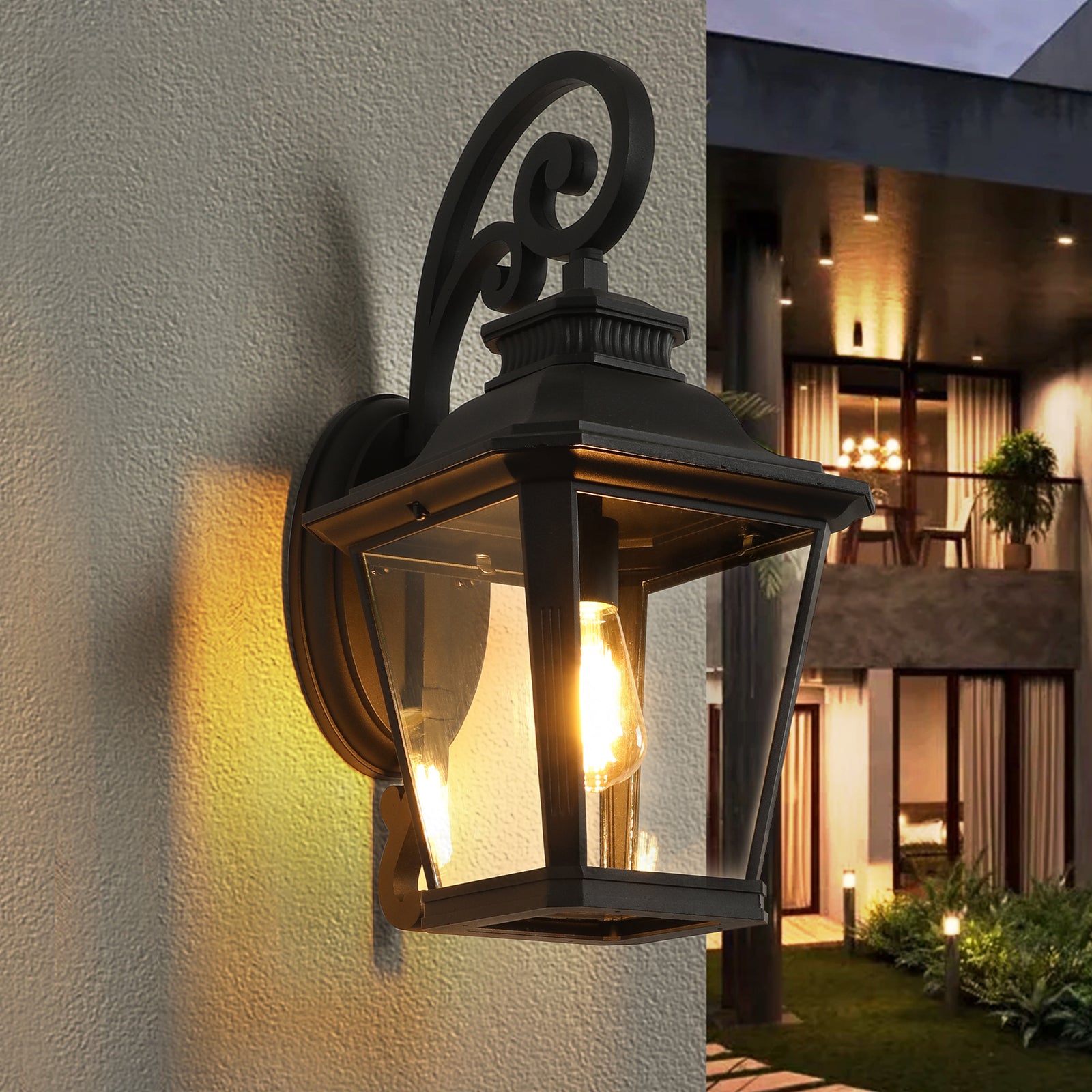 AESTIN'S DECOR Outdoor Light 2-Pack of Mid Century Outdoor Wall Lanterns