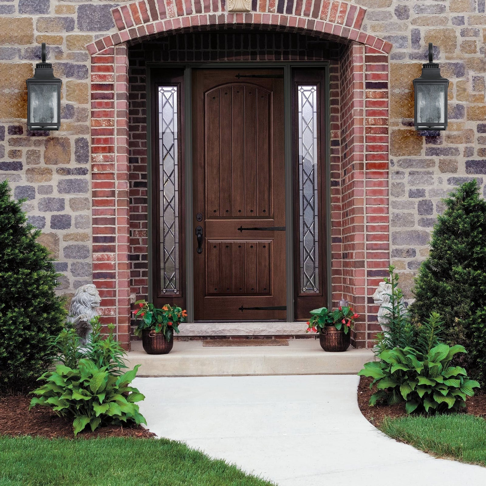 AESTIN'S DECOR Outdoor Light Traditional Black Outdoor Wall Lights with Frosted Glass Panels