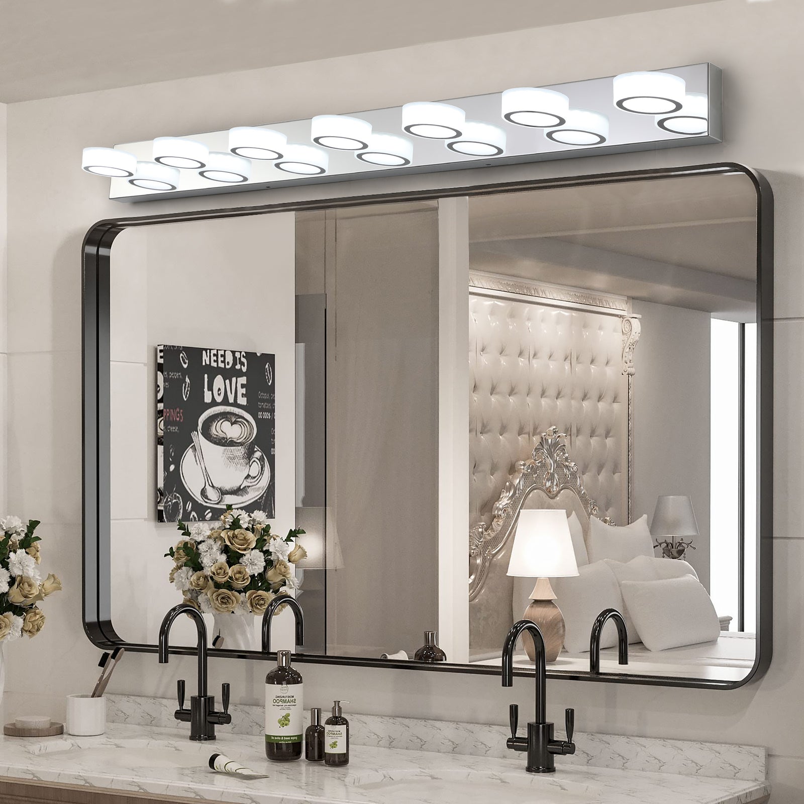 AESTIN'S DECOR Vanity Light Chrome Finish 7-Light LED Vanity Light Fixture