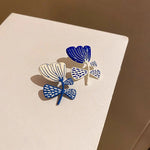 Load image into Gallery viewer, Artistic Blue & White Floral Earrings