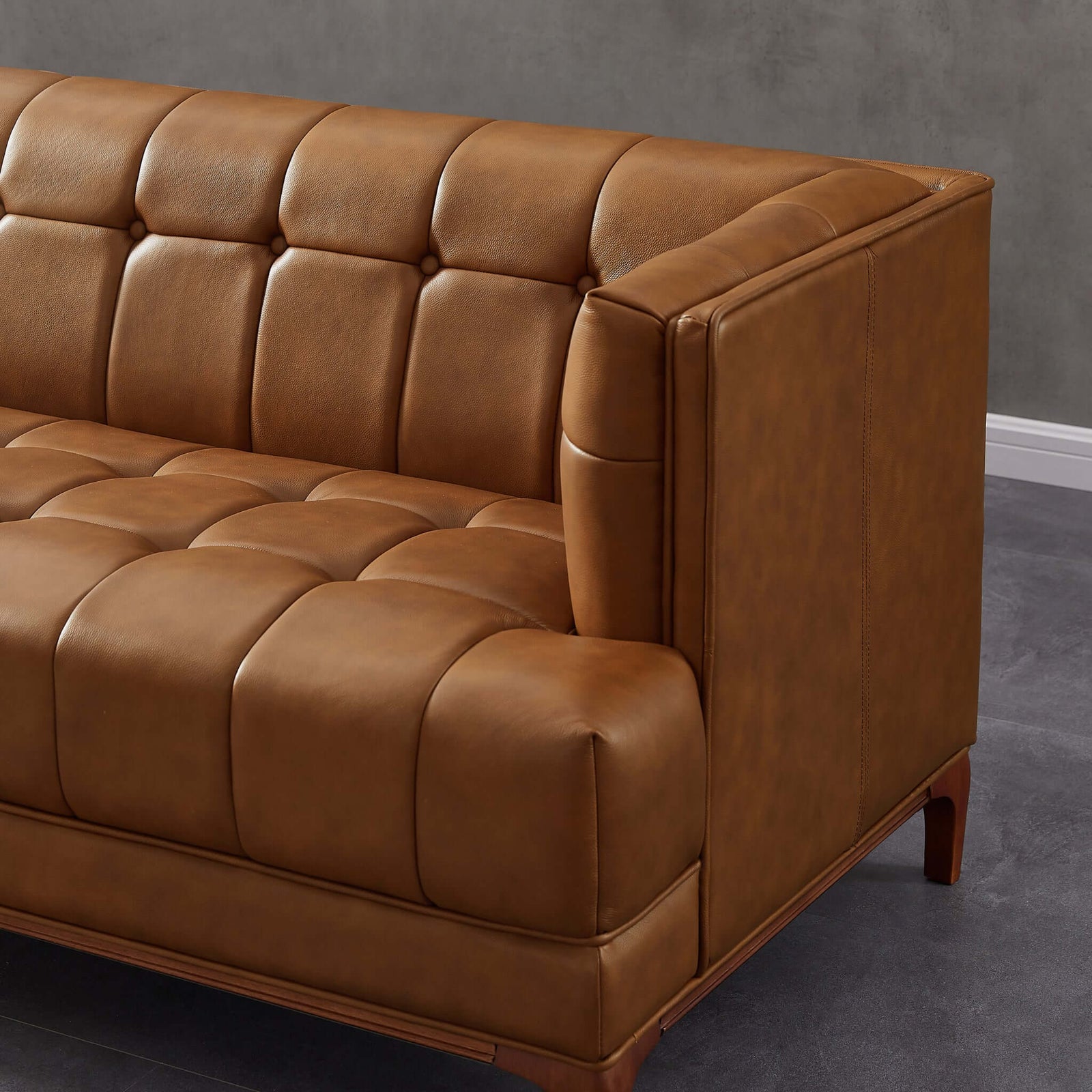 Ashcroft Imports Mara Tufted Cognac Leather Sofa