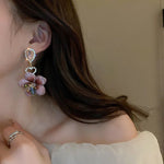 Load image into Gallery viewer, Asymmetrical Oriental Hibiscus Crystal Earrings