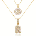 Load image into Gallery viewer, 2pc 14k Diamond Letter Initial Necklaces