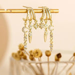 Load image into Gallery viewer, 14k Triple Huggie Dangle Earrings Pair