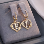 Load image into Gallery viewer, Dainty Initial Letter Heart Hoop Earrings