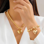 Load image into Gallery viewer, 2pc Beaded Heart Pendant Bracelet and Necklace Set