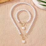 Load image into Gallery viewer, 2pc Beaded Heart Pendant Bracelet and Necklace Set