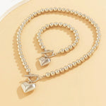 Load image into Gallery viewer, 2pc Beaded Heart Pendant Bracelet and Necklace Set