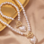 Load image into Gallery viewer, 2pc Beaded Heart Pendant Bracelet and Necklace Set