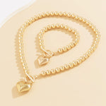 Load image into Gallery viewer, 2pc Beaded Heart Pendant Bracelet and Necklace Set