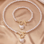 Load image into Gallery viewer, 2pc Beaded Heart Pendant Bracelet and Necklace Set
