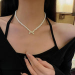 Load image into Gallery viewer, Beaded Pearl Bow Necklace