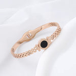 Load image into Gallery viewer, Black Center Roman Numeral Accented Bangle Bracelet