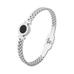 Load image into Gallery viewer, Black Center Roman Numeral Accented Bangle Bracelet