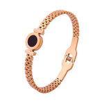 Load image into Gallery viewer, Black Center Roman Numeral Accented Bangle Bracelet