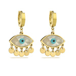 Load image into Gallery viewer, Boho Evil Eye Dangle Earrings