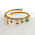 Load image into Gallery viewer, Boho Evil Eye Rope Bangle Bracelet