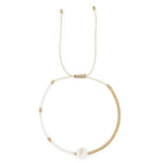 Load image into Gallery viewer, Boho White & Gold Beaded Letter Initial Beaded Bracelets