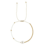 Load image into Gallery viewer, Boho White & Gold Beaded Letter Initial Beaded Bracelets