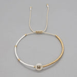 Load image into Gallery viewer, Boho White & Gold Beaded Letter Initial Beaded Bracelets