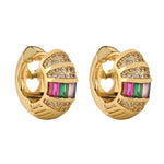 Load image into Gallery viewer, Bold Baguette Scattered Diamond Hoop Earrings