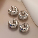 Load image into Gallery viewer, Bold Baguette Scattered Diamond Hoop Earrings