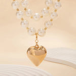 Load image into Gallery viewer, Bold Statement Pearl Layered Heart Necklace