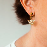 Load image into Gallery viewer, Floral Drop Stud Earrings Fan Shaped Earrings