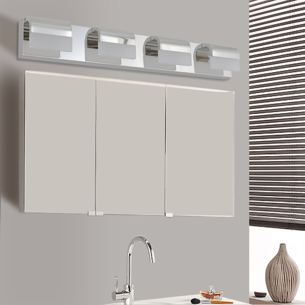 Chrome Modern 4-Light LED Bathroom Vanity Light Fixture