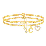 Load image into Gallery viewer, 2pc 14k Letter Initial & Diamond Heart Anklet
