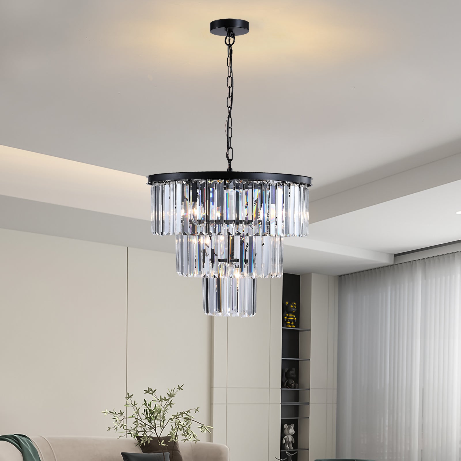 Black Circle Frame Luxury Crystal Chandelier