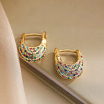 Load image into Gallery viewer, Chunky Glittering Diamond Hoop Earrings