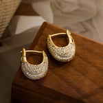 Load image into Gallery viewer, Chunky Glittering Diamond Hoop Earrings