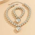 Load image into Gallery viewer, Chunky Heart Pendant Necklace and Bracelet Set