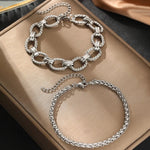 Load image into Gallery viewer, Chunky Paperclip & Weave Chain Bracelet Set