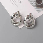 Load image into Gallery viewer, Circular Geometric Interwoven Earrings