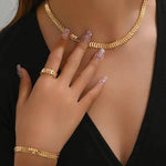 Load image into Gallery viewer, Classy Fishbone Necklace, Bracelet, and Ring Set